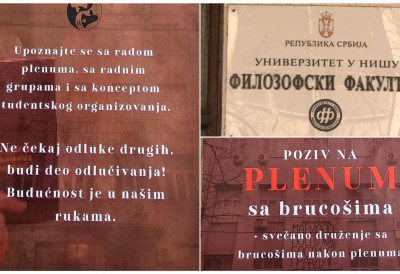 (ФОТО) ПОЛИТИЧКИ ЦИРКУС У РЕЖИЈИ ПЛЕНУМАША БЛОКАДЕРА У НИШУ Позивали бруцоше на пленуме, а руководство факултета ћутало!