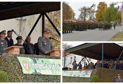 ЧУО СЕ СТРОЈЕВ КОРАК У КАСАРНИ ”ЈУГОВИЋЕВО” Обележен дан 1. бригаде копнене војске; Градоначелник Мићин честитао празник