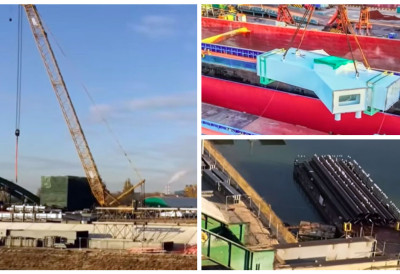 (ВИДЕО) ИСПОРУЧЕНИ ПРВИ ДЕЛОВИ МОСТА ПРЕКО САВЕ Лукови стижу до краја године, Кинези склапају главни распон ОД 166 МЕТАРА НА ПЛАТОУ