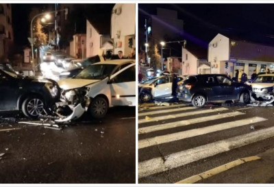 ТЕЖАК ЛАНЧАНИ СУДАР У БЕОГРАДУ Срча стакала, аутомобили уништени, стварају се гужве