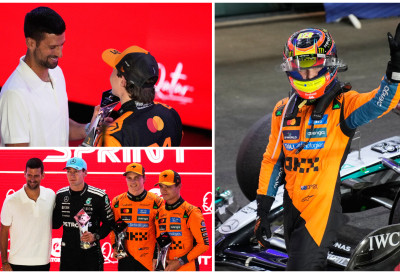 (ФОТО, ВИДЕО) ЂОКОВИЋ УКРАО ШОУ У КАТАРУ: Доделио пехаре на трци Формуле 1, Пјастрију трофеј из руку најбољег тенисера света