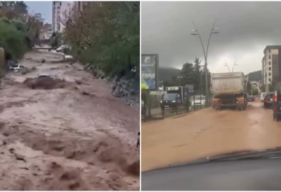 (ВИДЕО) БУЈИЦA ПОПЛАВИЛА БУДВУ Страдали аутомобили паркирани у кориту реке УГРОЖЕНО ВИШЕ НАСЕЉА