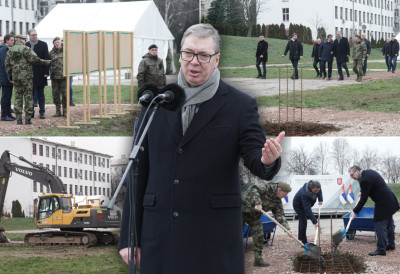 ПРЕДСЕДНИК ВУЧИЋ ПОЛОЖИО КАМЕН ТЕМЕЉАЦ У КАСАРНИ "БАЊИЦА" Нови објекти Министарства одбране и Генералштаба на 50.000 квадратних метара, радови готови до краја 2028. године