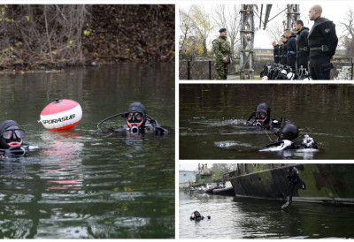РОНИОЦИ ВОЈСКЕ СРБИЈЕ ВРШИЛИ ОБУКУ У ДУНАВУ КОД НОВОГ САДА Из хипербаричне барокоморе војници улазили у реку (ФОТО)