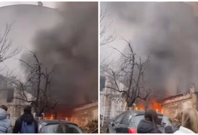 (ВИДЕО) ПОЖАР НА ТЕЛЕПУ! Гори напуштени објекат на Булевару патријарха Павла, апел возачима да склоне аутомобиле