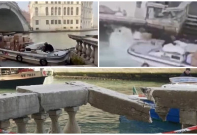 (ВИДЕО) НЕСВАКИДАШЊИ ИНЦИДЕНТ У ВЕНЕЦИЈИ! Пијана девојка УКРАЛА ГОНДОЛУ са поштом па ударила у чувени Риалто! ПАКЕТИ завршили у води, балустрада оштећена