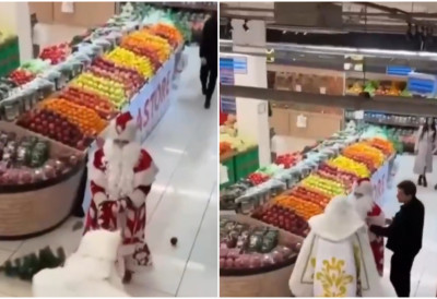 (ВИДЕО) ПУКЛА БРУКА! ТУЧА ДЕДА МРАЗОВА У ПРОДАВНИЦИ "Покачили" се око територије, људи у неверици гледали шта се дешава