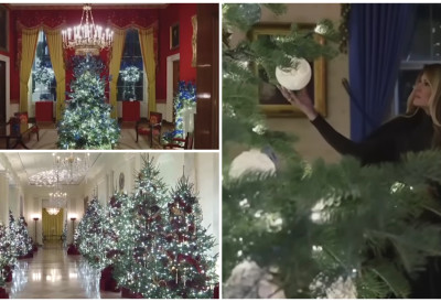 (ВИДЕО) МЕЛАНИЈА ПРИРЕДИЛА ПРАЗНИЧНИ СПЕКТАКЛ! Погледајте како изгледа најгламурознија Божићна Белa кућа