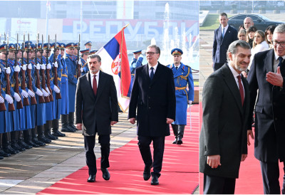 ВУЧИЋ ДОЧЕКАО КАВЕЛАШВИЛИЈА ИСПРЕД ПАЛАТЕ СРБИЈА Највише државне почасти за председника Грузије