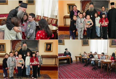 (ФОТО) МАЛИ БАНАЋАНИ ПОСЕТИЛИ ПАТРИЈАРШИЈУ Новокозарчане угостио патријарх Порфирије