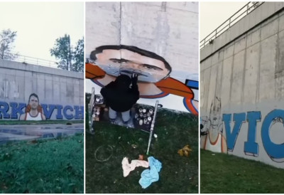 Један је већ вандализован у септембру И ДРУГИ МУРАЛ ЧАРЛИЈА КИРКА НА МЕТИ АНТИФЕ