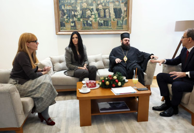 ПРЕМИЈЕР МАЦУТ УГОСТИО ЕПИСКОПА ОСЕЧКОПОЉСКОГ И БАРАЊСКОГ ХЕРУВИМА И ПРЕДСТАВНИЦЕ ФОНДАЦИЈЕ "СВЕТА ПЕТКА" Јасне поруке проистекле из састанка