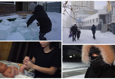 (ВИДЕО) ПОДИЖЕ ТРОЈЕ ДЕЦЕ НА -64°Ц! Ево како једна мама самостално преживљава дан у екстремној хладноћи и БРИНЕ О БЕБИ без икакве помоћи