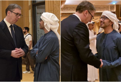 ВУЧИЋ И ШЕИК МОХАМЕД БИН ЗАЈЕД САСТАЛИ СЕ У АБУ ДАБИЈУ: "Србија и УАЕ деле заједничку визију будућности о миру и развоју"