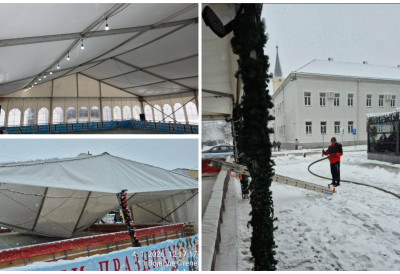 Претила опасност на леду! ИНТЕНЗИВАН СНЕГ ЗАТВОРИО КЛИЗАЛИШТЕ! Демонтиране надстрешнице на клизалиштима у Инђији и Бешки након снежних падавина