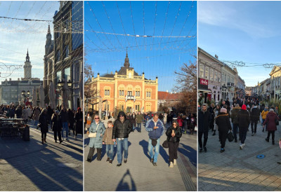 (ФОТО) НОВИ САД ПОСЛЕ ДОЧЕКА НИЈЕ ЗАСПАО Сунчан, али хладан 1. јануар испунио центар града шетачима и празничним миром