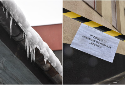 ЗАОБИЛАЗИТЕ ОВЕ ОБЈЕКТЕ ДОК СЕ ОТАПА СНЕГ! Постављене превентивне траке упозорења