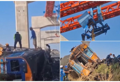 (ВИДЕО) ХОРОР НА ТАЈЛАНДУ, ГРАЂЕВИНСКИ КРАН ПАО НА ВОЗ И ПРЕПОЛОВИО ГА Броје се погинули, трагедија завила земљу у црно!