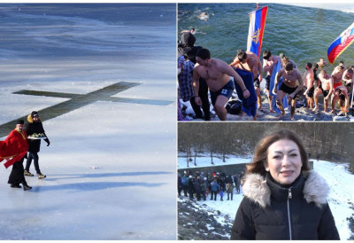 (ФОТО) ПОГЛЕДАЈТЕ НЕВЕРОВАТАН ПРИЗОР НА ВОЖДОВАЧКОМ ЈЕЗЕРУ БЕЛА РЕКА УОЧИ ПЛИВАЊА ЗА ЧАСНИ КРСТ Председница општине Јакшић честитала верницима Богојављење