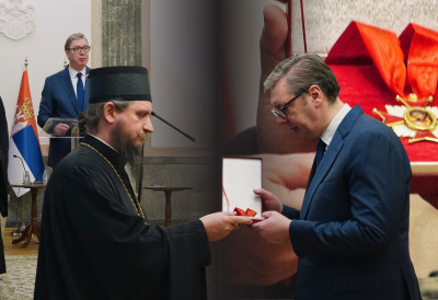 (УЖИВО) "БИЋЕТЕ УПИСАНИ ЗЛАТНИМ СЛОВИМА У КРАЈИШКУ ИСТОРИЈУ" ПРЕДСЕДНИКУ ВУЧИЋУ УРУЧЕН ОРДЕН ЕПАРХИЈЕ БИХАЋКО-ПЕТРОВАЧКЕ: Захваљујући вама обновили смо рмањску светињу, која сада сија као никада раније