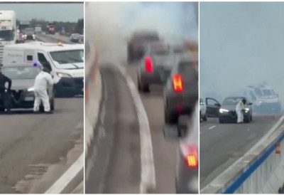 ЛАЖНИ ПОЛИЦАЈЦИ НАОРУЖАНИ ДО ЗУБА ИЗВЕЛИ ОРУЖАНУ ПЉАЧКУ УСРЕД БЕЛА ДАНА „Дивљи запад" на аутопуту у Италији! БАНДА  пресрела два БЛИНДИРАНА комбија пуна пара, уследиле експлозије (ВИДЕО)