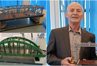 ПЕНЗИОНЕР ФРЕНЦ ОЖИВЉАВА ЗРЕЊАНИН НЕВЕРОВАТНИМ МИНИЈАТУРАМА Главна звезда поставке макета Великог челичног моста из Ајфеловог бироа!