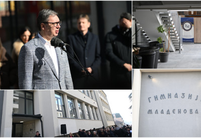 СВЕЧАНО ОТВОРЕНА РЕКОНСТРУИСАНА ГИМНАЗИЈА У МЛАДЕНОВЦУ Вучић: „Улагање у децу и образовање је улагање у будућност Србије“