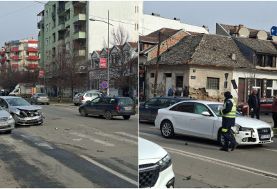 (ФОТО, ВИДЕО) СУДАР АУДИЈА И ФОЛКСВАГЕН У ТЕМЕРИНСКОЈ Саобраћај успорен, полиција на увиђају