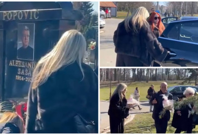 ТУГА НА БЕЖАНИЈСКОМ ГРОБЉУ! Пријатељи и породица обележили ГОДИНУ ДАНА од смрти естрадног мага Саше Поповића, Сузана и сестра у емотивном загрљају
