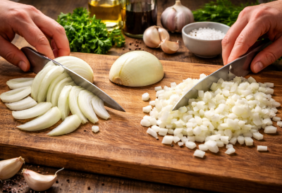 ЗАШТО ЦРНИ ЛУК МОЖЕ ЈЕЛО ДА ЗАСЛАДИ ИЛИ ЗАГОРЧА Како сечете лук, такав ће бити укус, од ножа зависи