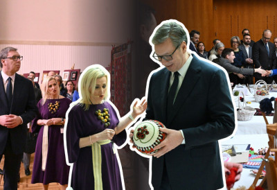 (УЖИВО) ПРЕДСЕДНИК ВУЧИЋ ОБИЛАЗИ ВАЖНУ ИЗЛОЖБУ "ЕТНО МРЕЖЕ" У Палати Србије све у симболима српске традиције и народне ношње: Државност је она нит која спаја руке наших мајка и бака