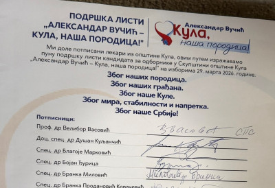 ЛЕКАРИ СТАЛИ УЗ ЛИСТУ „АЛЕКСАНДАР ВУЧИЋ – КУЛА НАША ПОРОДИЦА!“ Чак 75% лекара потписало изјаву подршке