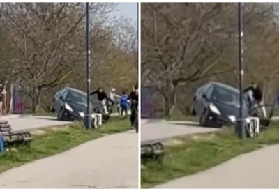 (ВИДЕО) НЕВЕРОВАТНЕ СЦЕНЕ НА НАСИПУ У ФУТОГУ! Видно алкохолисан возач слетео у канал, па наставио вожњу