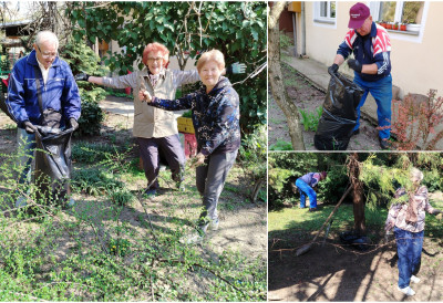 ЧЛАНОВИ ЗРЕЊАНИНСКОГ КЛУБА ЗА СТАРА И ОДРАСЛА ЛИЦА ЗАСУКАЛИ РУКАВЕ И УРЕДИЛИ ДВОРИШТЕ Јесен живота спремна да дочека сунчане пролећне дане
