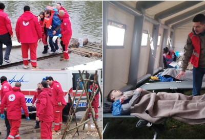 ДРАМА НА КАРЛОВАЧКОЈ ОБАЛИ ДУНАВА, СРЕЋОМ САМО ПОКАЗНА ВЕЖБА Црвени крст Војводине и Чонграда тестирали реакцију у кризним ситуацијама