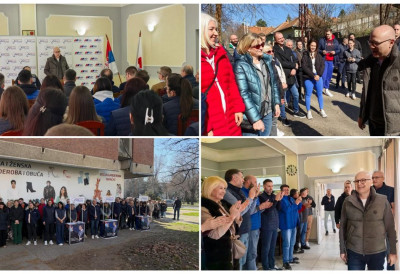 (ФОТО) ПУНА САЛА У СИВЦУ, У КУЛИ ДОЧЕКАН АПЛАУЗОМ Лидер СНС Вучевић поручио: Заједно до победе 29. марта!