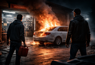 НЕСПРЕТНИ ОСВЕТНИК Незадовољан послом хтео да запали ауто мајстору, па плануло његово возило