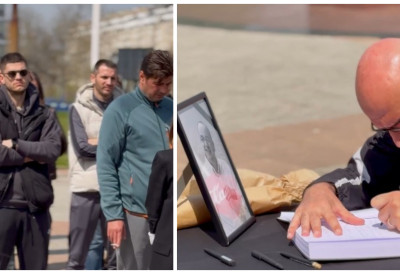 (ФОТО, ВИДЕО) СТОТИНЕ НАВИЈАЧА У РЕДУ ИСПРЕД АРЕНЕ: Одају почаст Душку Вујошевићу и уписују се у књигу жалости