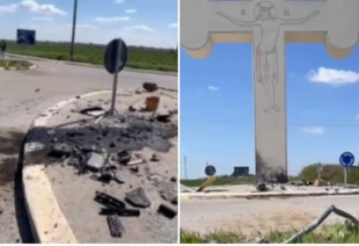 (ВИДЕО) ОВО ЈЕ МЕСТО НА КОМЕ ЈЕ УБИЦА ИЗ СУРЧИНА ИЗВРШИО САМОУБИСТВО Аутом намерно ударио у бетонски крст