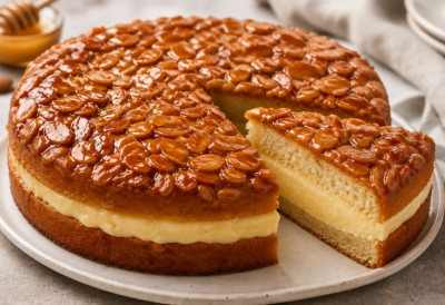 СПОЈ БОГАТОГ ВАНИЛА КРЕМА И КАРАМЕЛИЗОВАНИХ БАДЕМА Да ли сте пробали "Пчелињи убод" НЕМАЧКИ КОЛАЧ ИЗ 15. ВЕКА