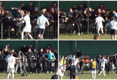 (ВИДЕО) ХАОС НА УТАКМИЦИ СРПСКЕ ЛИГЕ ВОЈВОДИНА: Туча фудбалера и хулигана, страдао и полицајац