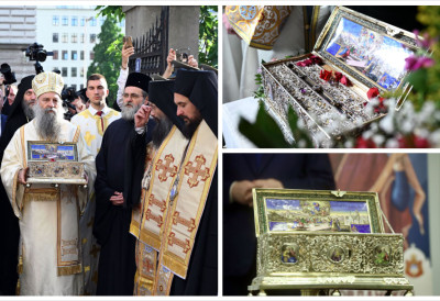 (ФОТО) "ПАРЧЕ НЕБА" У ВАЗНЕСЕЊСКОЈ ЦРКВИ Везла га је сама Богородица, носио кнез Лазар, а народ верује да има ИСЦЕЛИТЕЉСКЕ МОЋИ