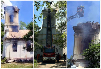 (ФОТО, ВИДЕО) СПАСЕНЕ ВРЕДНЕ ИКОНЕ И ЦРКВЕНИ ПРЕДМЕТИ Пожртвовани ватрогасци угасили пожар у Цркви рођења Пресвете Богородице у Ботошу