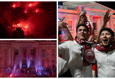 (ФОТО, ВИДЕО) „ГОРЕЛА” АТИНА 75.000 навијача Олимпијакоса прославило историјску титулу Евролиге