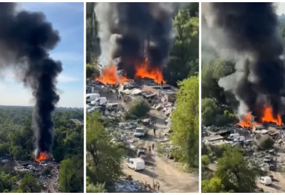 (ВИДЕО)  Ватра гута читаво насеље! ПОЖАР НА ЧУКАРИЧКОЈ ПАДИНИ Ватрогасци стигли на терен