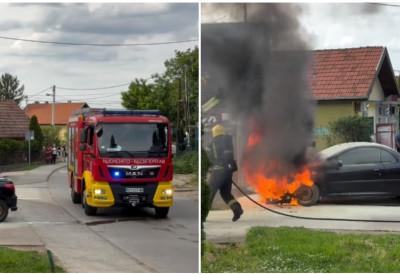 ЗАПАЛИО СЕ АУТО У СРЕМСКОЈ КАМЕНИЦИ ватра прогутала мотор (ВИДЕО)