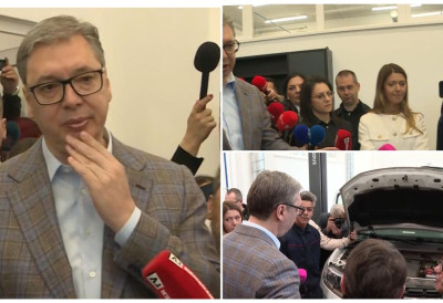 ПРЕДСЕДНИК У ПАНЧЕВУ ДОЧЕКАН ГРОМОГЛАСНИМ АПЛАУЗОМ Кренуо у обилазак центра за дуално образовање, разговарао и са учеником младим Јожефом