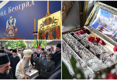 КРЕНУЛА СПАСОВДАНСКА ЛИТИЈА КРОЗ ЦЕНТАР БЕОГРАДА Хиљаде људи прате Појас Пресвете Богородице до Храма Светог Саве