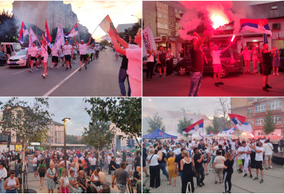 (VIDEO) PEŠICE DO BEOGRADA: Novosađani stigli u Inđiju, građani im priredili topao doček uz osveženje i vatromet