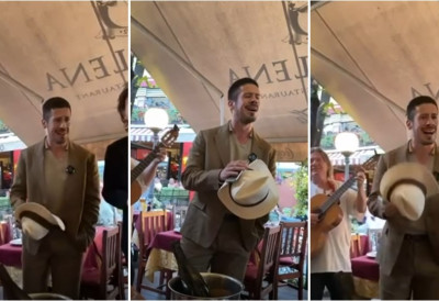 (VIDEO) Novosadski zet zapalio Skadarliju! Nikola Rokvić sa šeširom u ruci ZAPEVAO u bašti „Dva jelena“ i oduševio prolaznike Lud provod usred dana  i bez najave